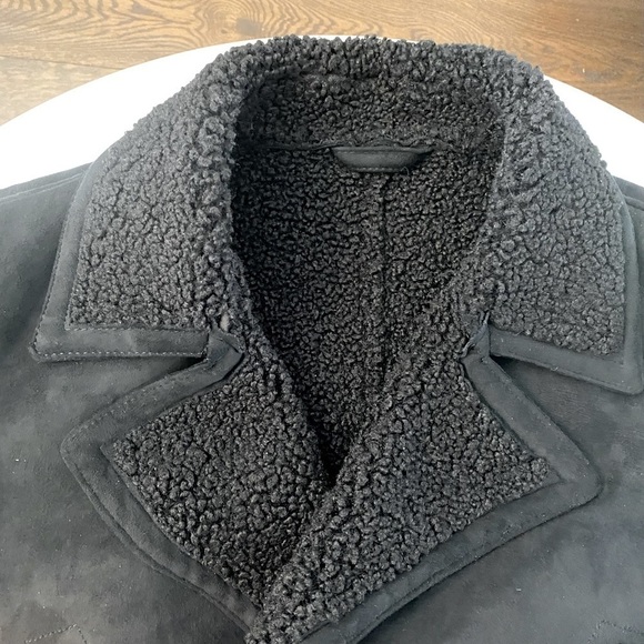 Zara Faux Suede Black Pea Coat - Picture 7 of 12